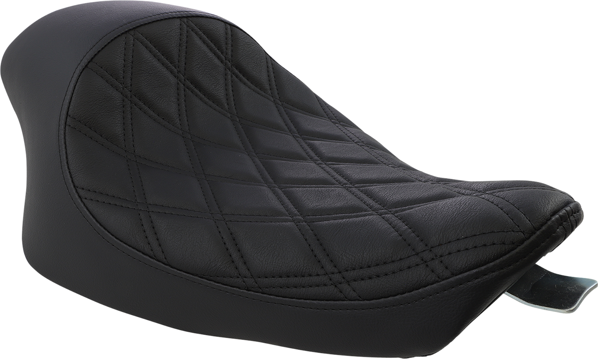 Asiento DRAG SPECIALTIES - 3/4 Solo - Doble Diamante - Negro con Costuras Negras - '04-'22 XL SIN PARACHOQUES DE GOMA 0804-0744 