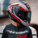 Casco de moto ALPINESTARS Supertech R10 - Team - Negro/Rojo carbón/Blanco brillante - Talla pequeña 8200224-1352-S