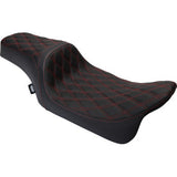 Asiento Predator 1Up de DRAG SPECIALTIES - Vinilo - Costuras rojas de doble diamante - FLH '08-'23 0801-1491 