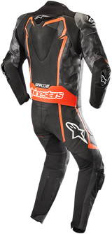 Mono de cuero ALPINESTARS GP Plus v2 Camo de una pieza - Negro/Carbón/Rojo Fluorescente - Talla 50 EE. UU. / 60 UE 3150718-994-60