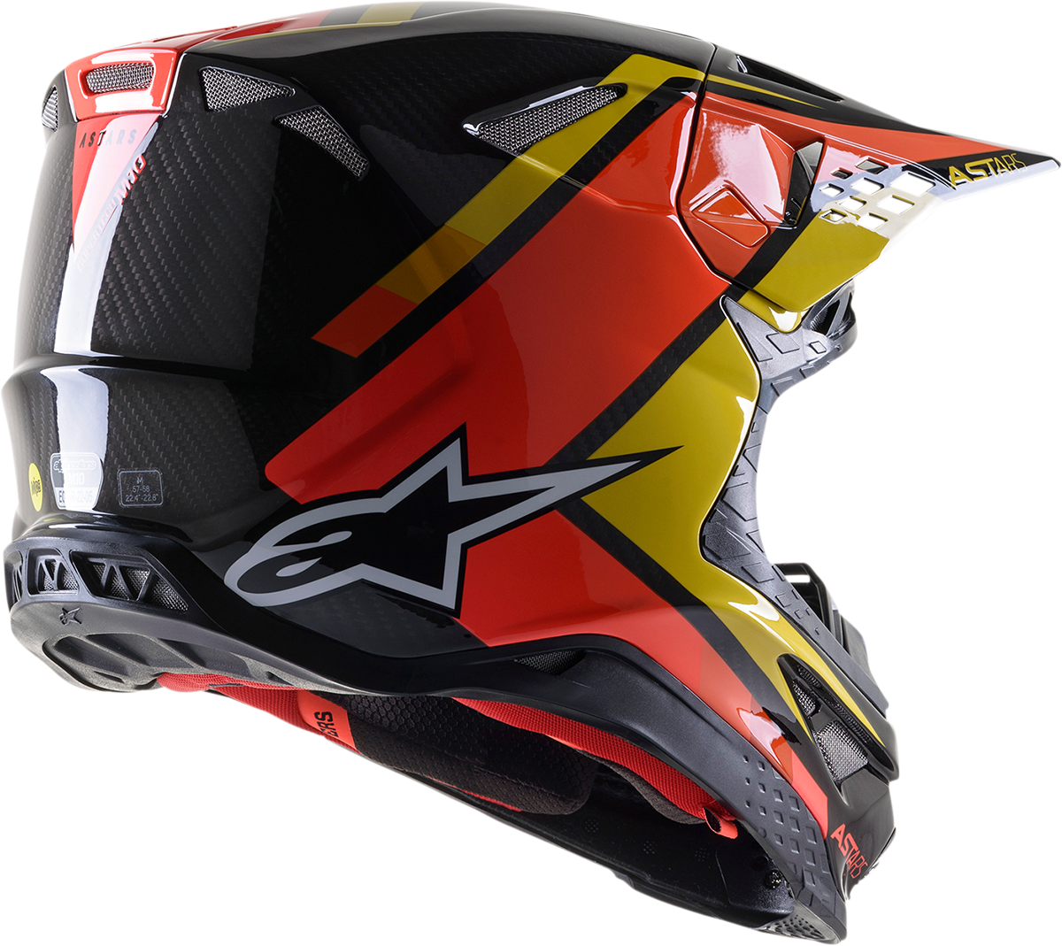 Casco de motocicleta ALPINESTARS Supertech M10 - Meta 2 - MIPS® - Negro/Amarillo/Naranja - Pequeño 8300422-1549-SM