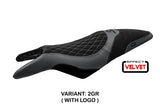 Funda de asiento Tappezzeria Italia TPZ para Cagiva Raptor 650-1000 2000-2007 en gris y negro