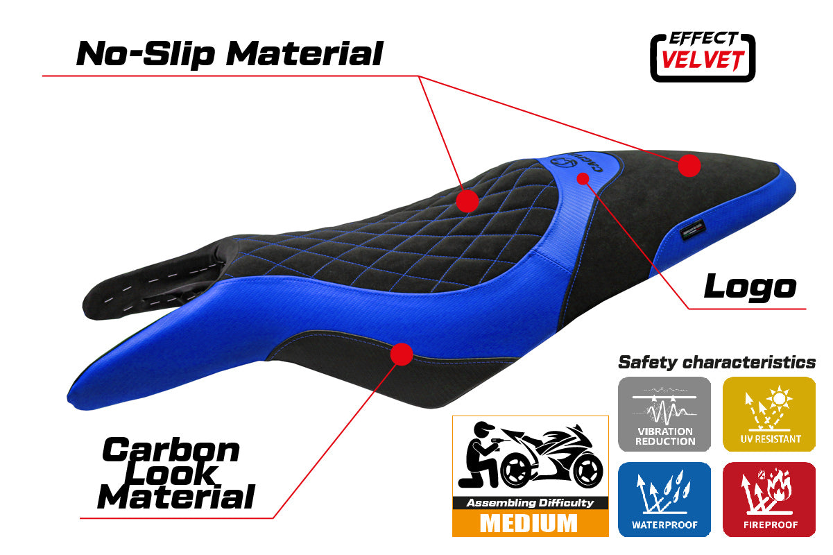 Cagiva Raptor 650-1000 2000-2007 Seat Cover Tappezzeria Italia TPZ in Blue and Black