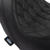 Asiento Predator de DRAG SPECIALTIES - Doble diamante con costuras negras - Vinilo - FLSB/FXLR '18-'23 0802-1517 