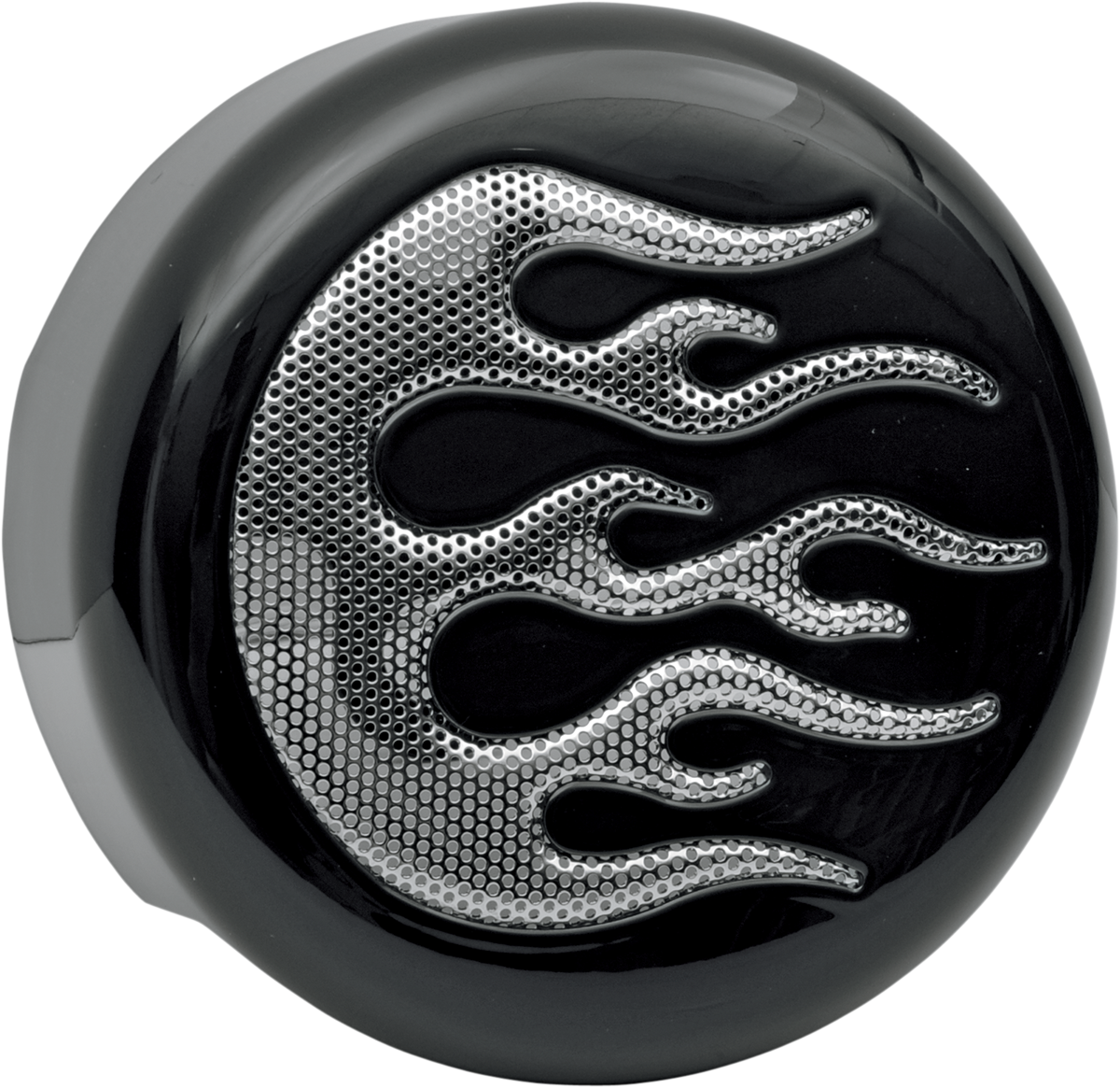 Cubierta de bocina DRAG SPECIALTIES - Negra con llama cromada 76705F 