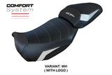Funda de asiento Tappezzeria Italia TPZ Comfort para CF Moto 650GT 2021-2025 en blanco y negro