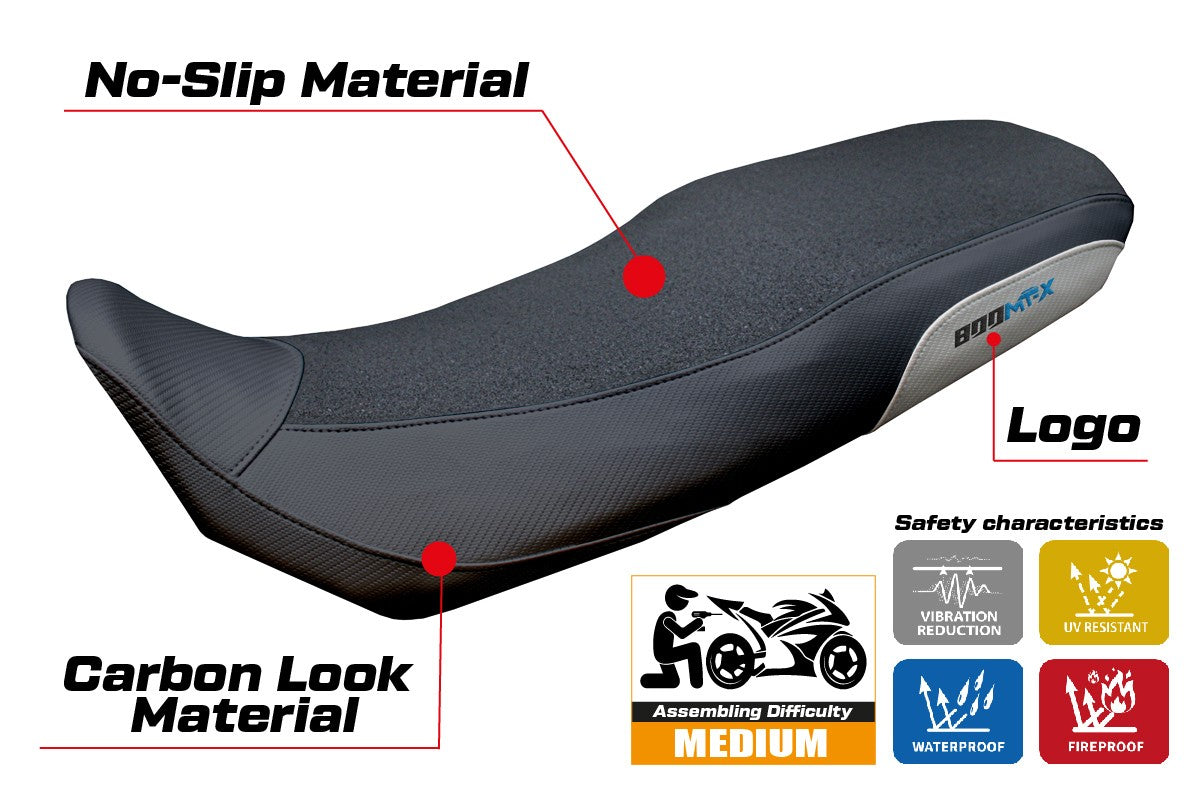 CF Moto 800 MT X 2025 Seat Cover Tappezzeria Italia TPZ Ultragrip Silver Black