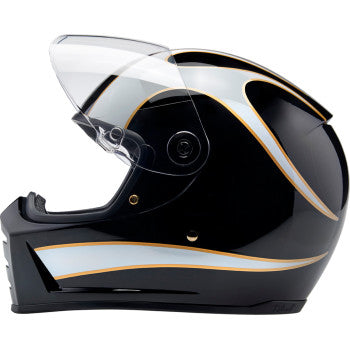 Casco BILTWELL Lane Splitter - Negro brillante/Llamas blancas - XS 1004-570-501 