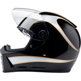 Casco BILTWELL Lane Splitter - Negro brillante/Llamas blancas - XS 1004-570-501 