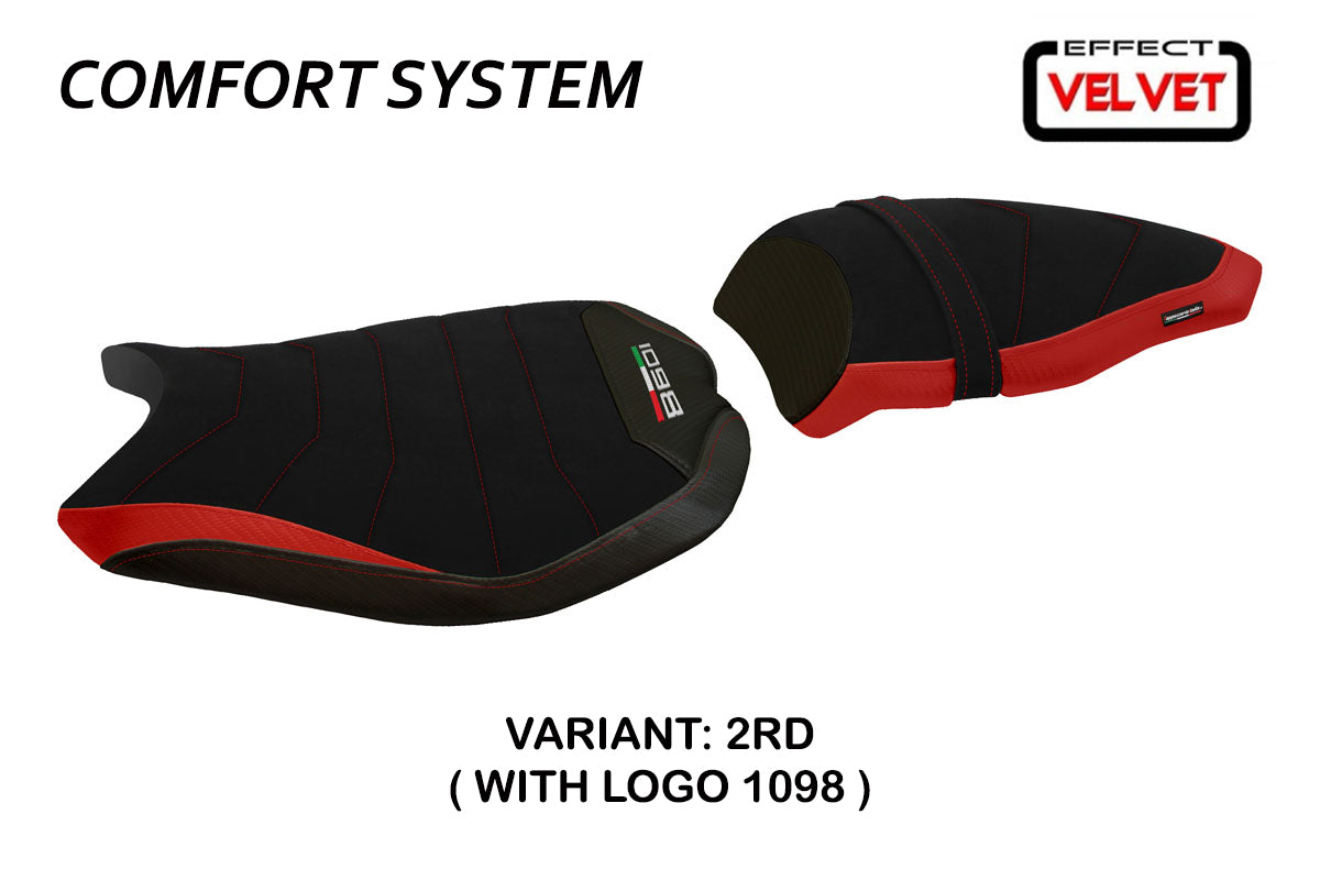Funda de asiento Tappezzeria Italia TPZ Comfort para Ducati 1098 2007-2013 en rojo y negro
