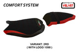 Funda de asiento Tappezzeria Italia TPZ Comfort para Ducati 1098 2007-2013 en rojo y negro