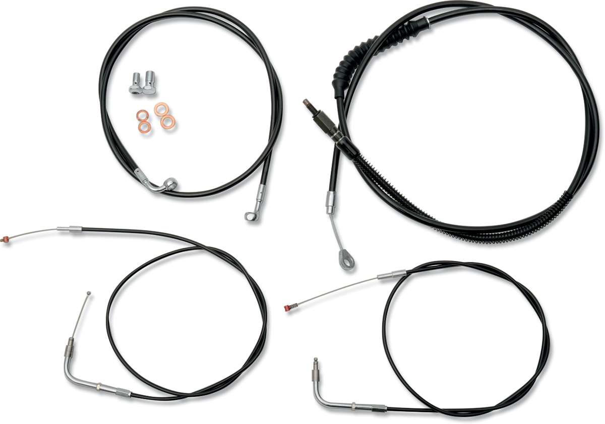 Kit de cable de manillar/línea de freno LA CHOPPERS - Manillar Ape Hanger de 15" a 17" - Vinilo negro LA-8130KT-16B