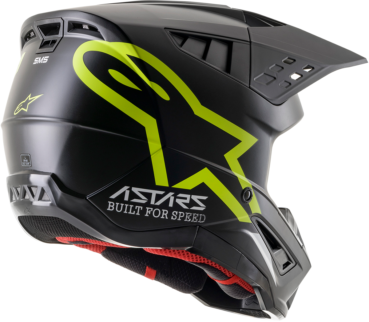 Casco de motocicleta ALPINESTARS SM5 - Compass - Negro mate/Amarillo fluorescente - Grande 8303321-1559-LG