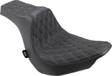 Asiento Predator III de DRAG SPECIALTIES - Doble diamante - Costuras plateadas - FLFB/S '18-'22 0802-1189