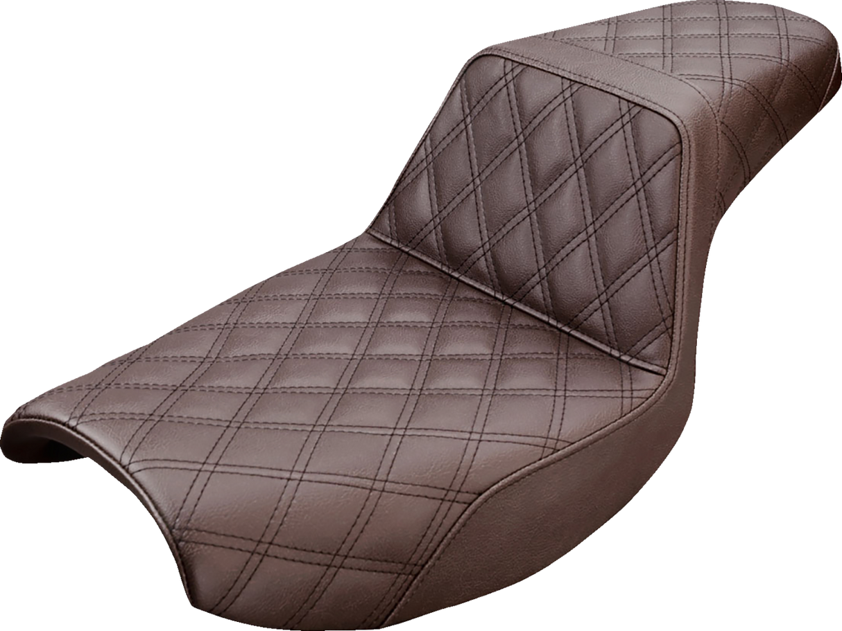 Asiento SADDLEMEN Step-Up - Costura de celosía completa - Marrón - FXR 882-09-175BR 