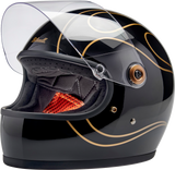 Casco BILTWELL Gringo S - Llamas negras brillantes - Pequeño 1003-567-502 