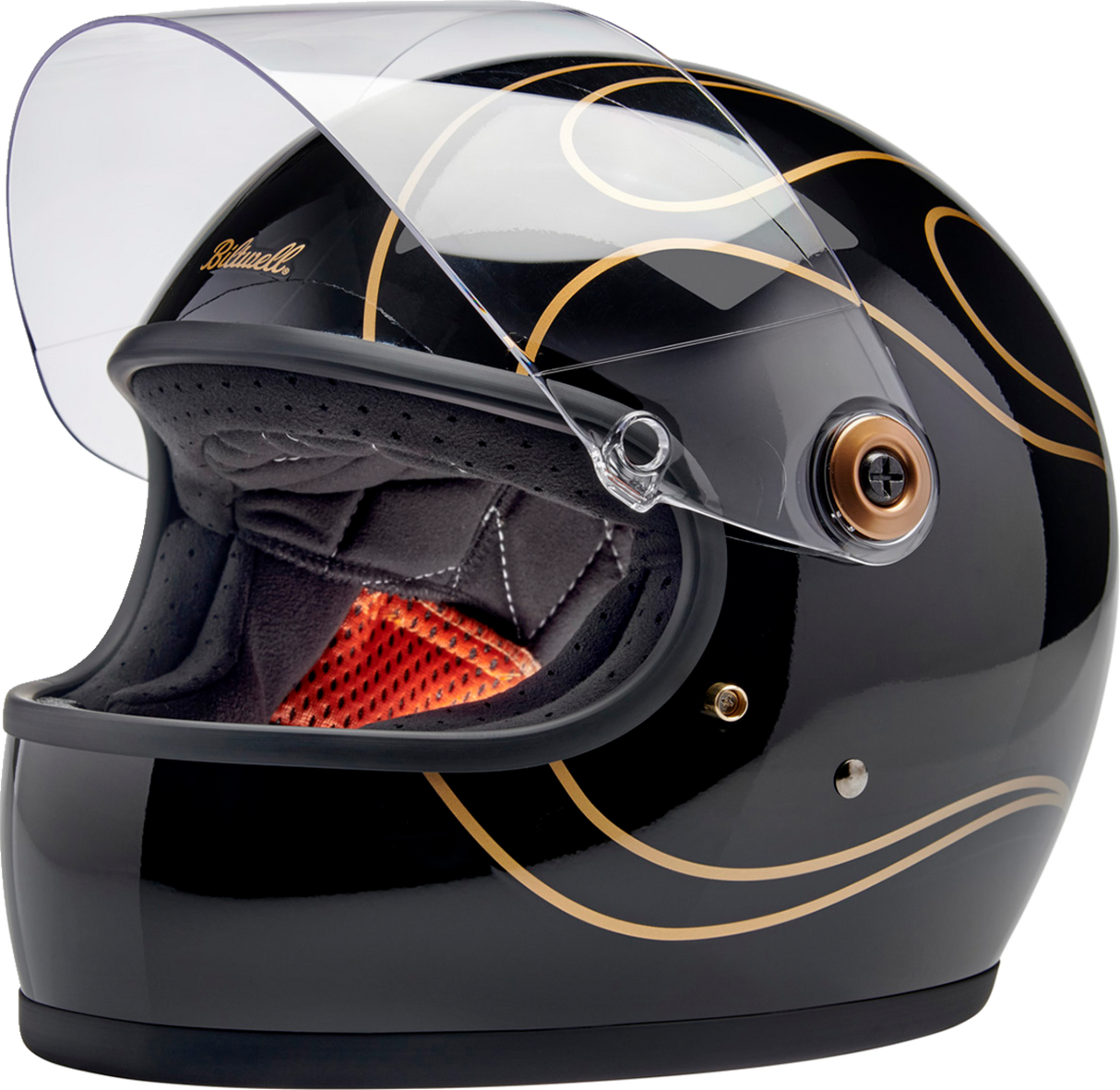 Casco BILTWELL Gringo S - Llamas negras brillantes - Mediano 1003-567-503 