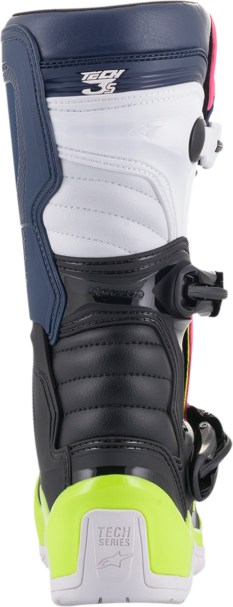 Botas ALPINESTARS Tech 3S - Negro/Azul/Rosa/Blanco/Amarillo - Talla 7 (EE. UU.) 2014018-1176-7