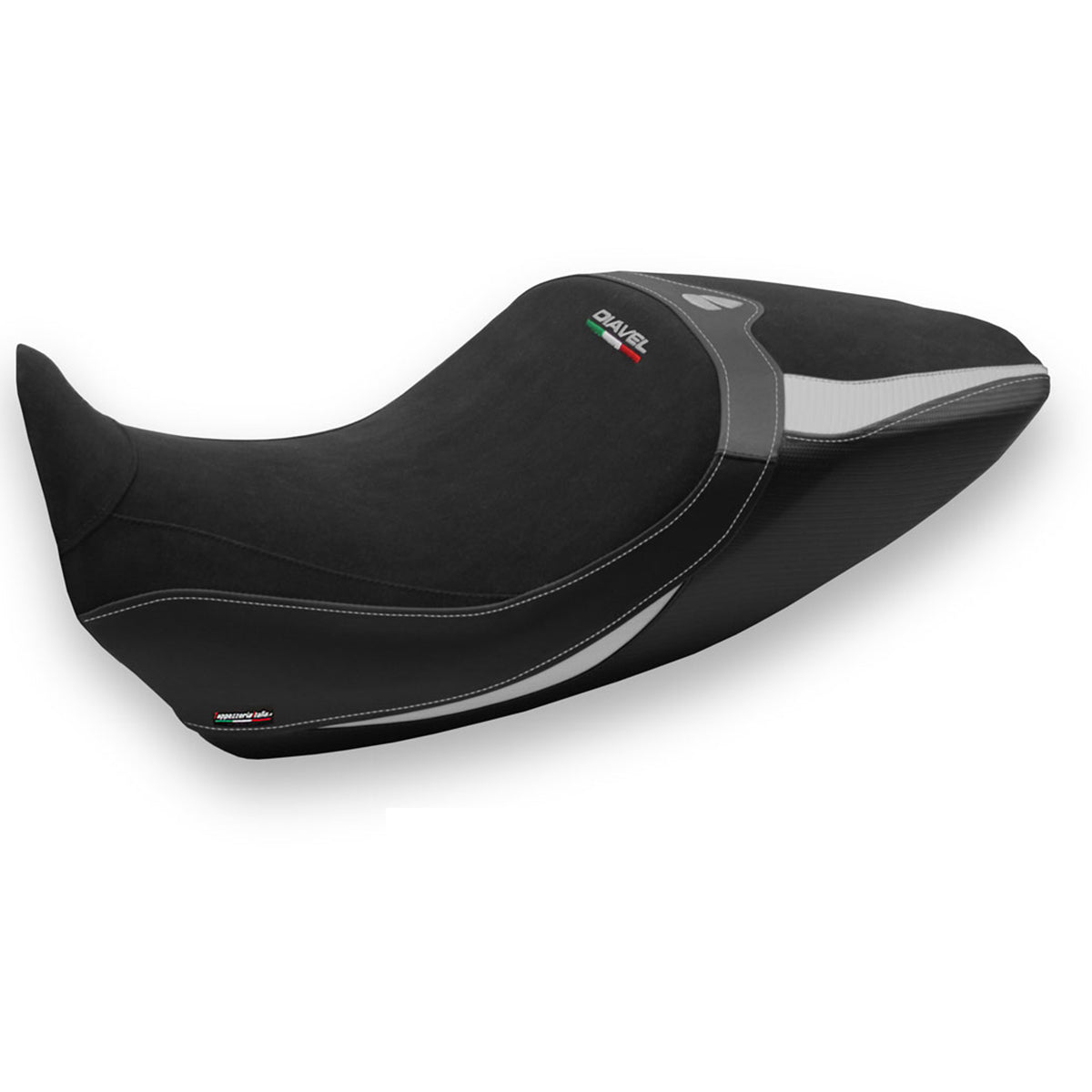 Funda de asiento Tappezzeria Italia TPZ para Ducati Diavel 1260 2019-2023 en plata y negro