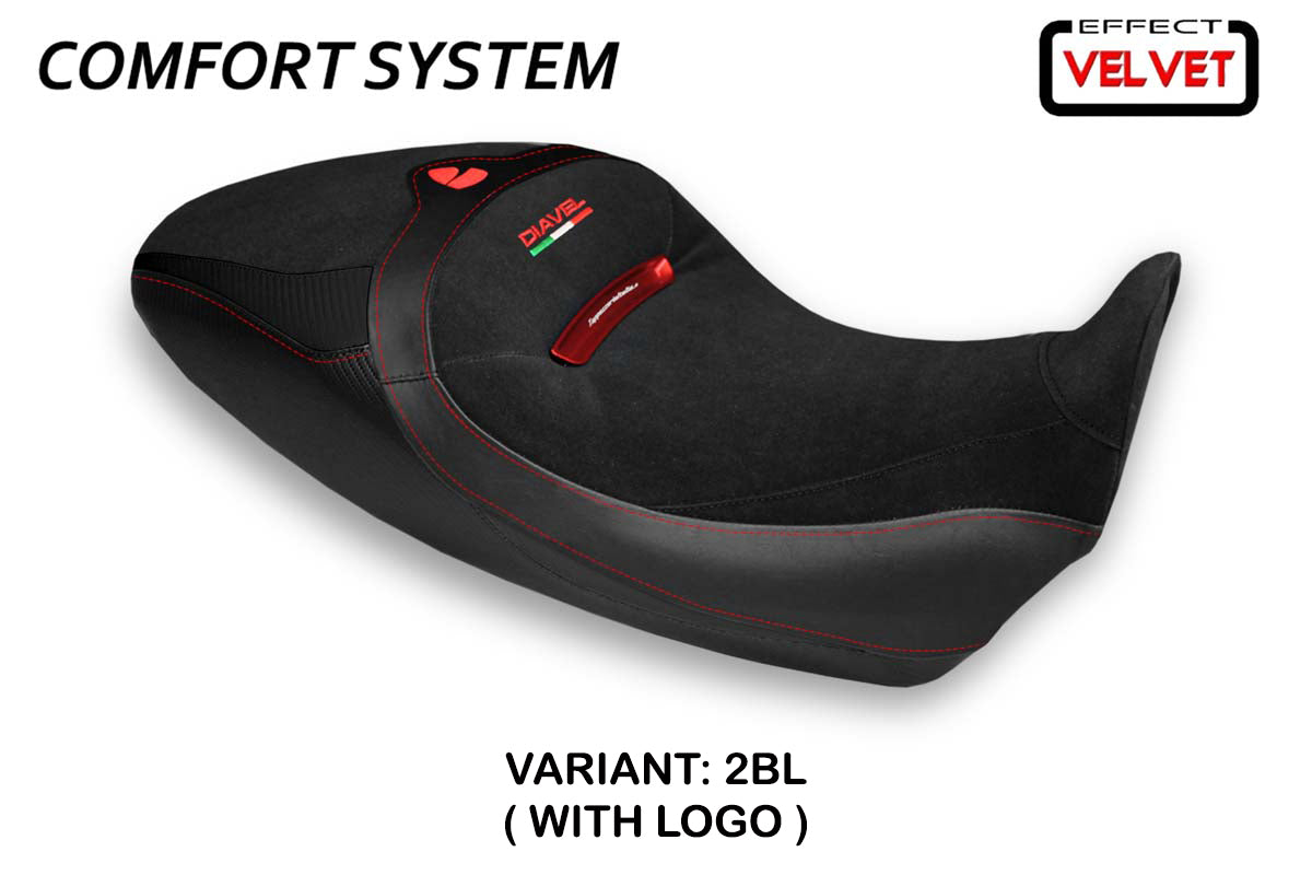 Funda de asiento Tappezzeria Italia TPZ Comfort para Ducati Diavel 1260 1260S 2019-2023 en negro