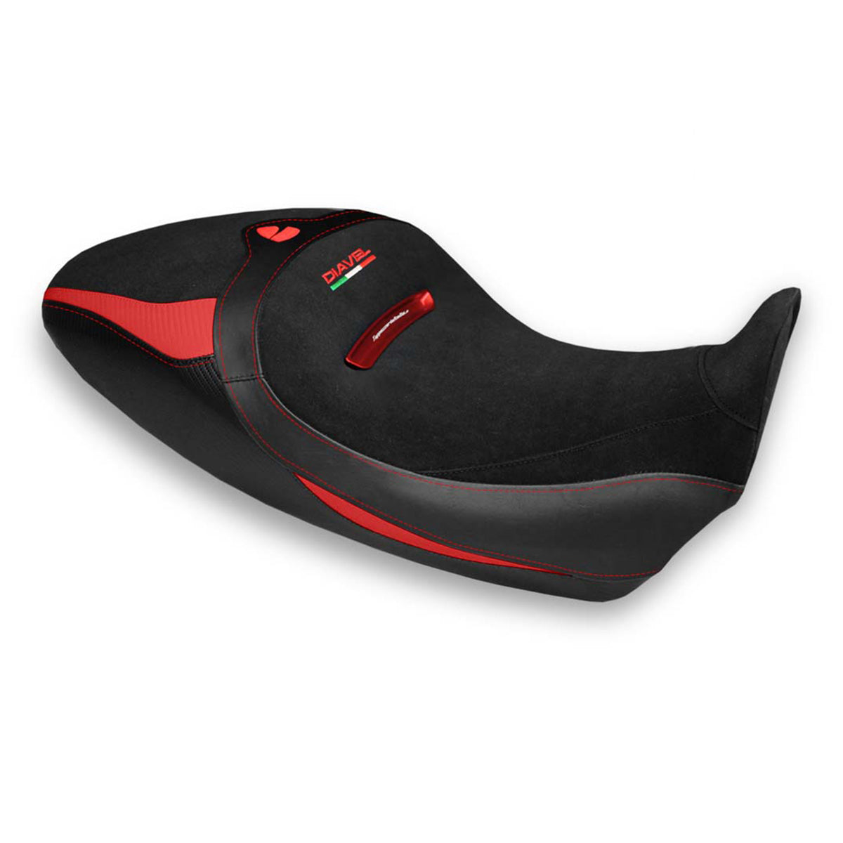 Funda de asiento Tappezzeria Italia TPZ Comfort para Ducati Diavel 1260 1260S 2019-2023 en rojo y negro
