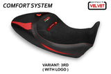 Funda de asiento Tappezzeria Italia TPZ Comfort para Ducati Diavel 1260 1260S 2019-2023 en rojo y negro