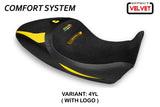 Funda de asiento Tappezzeria Italia TPZ Comfort para Ducati Diavel 1260 1260S 2019-2023 en amarillo y negro