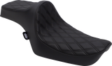 Asiento Predator III de DRAG SPECIALTIES - Doble diamante - Costuras negras SIN PARACHOQUES DE GOMA 0804-0732