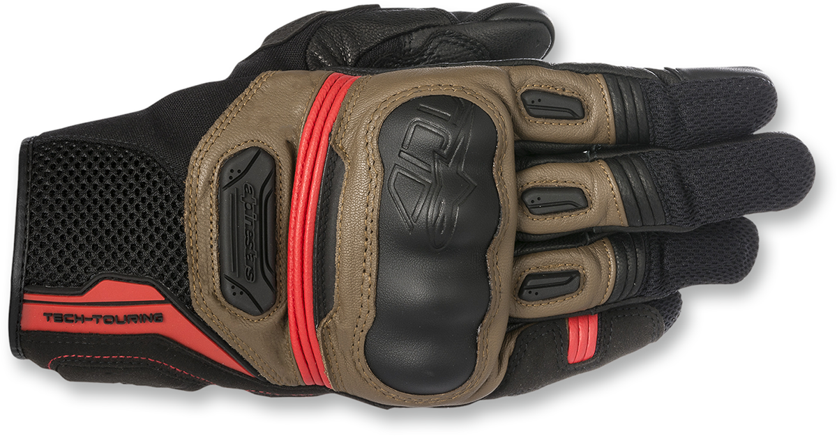 Guantes ALPINESTARS Highlands - Negro/Marrón Tabaco/Rojo - 2XL 3566617-1813-2X