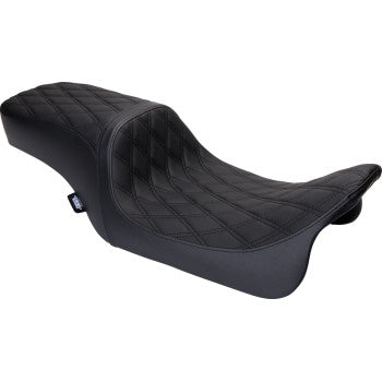 Asiento Predator 2Up de DRAG SPECIALTIES - Vinilo - Costuras negras de doble diamante - FLH '08-'23 0801-1490 