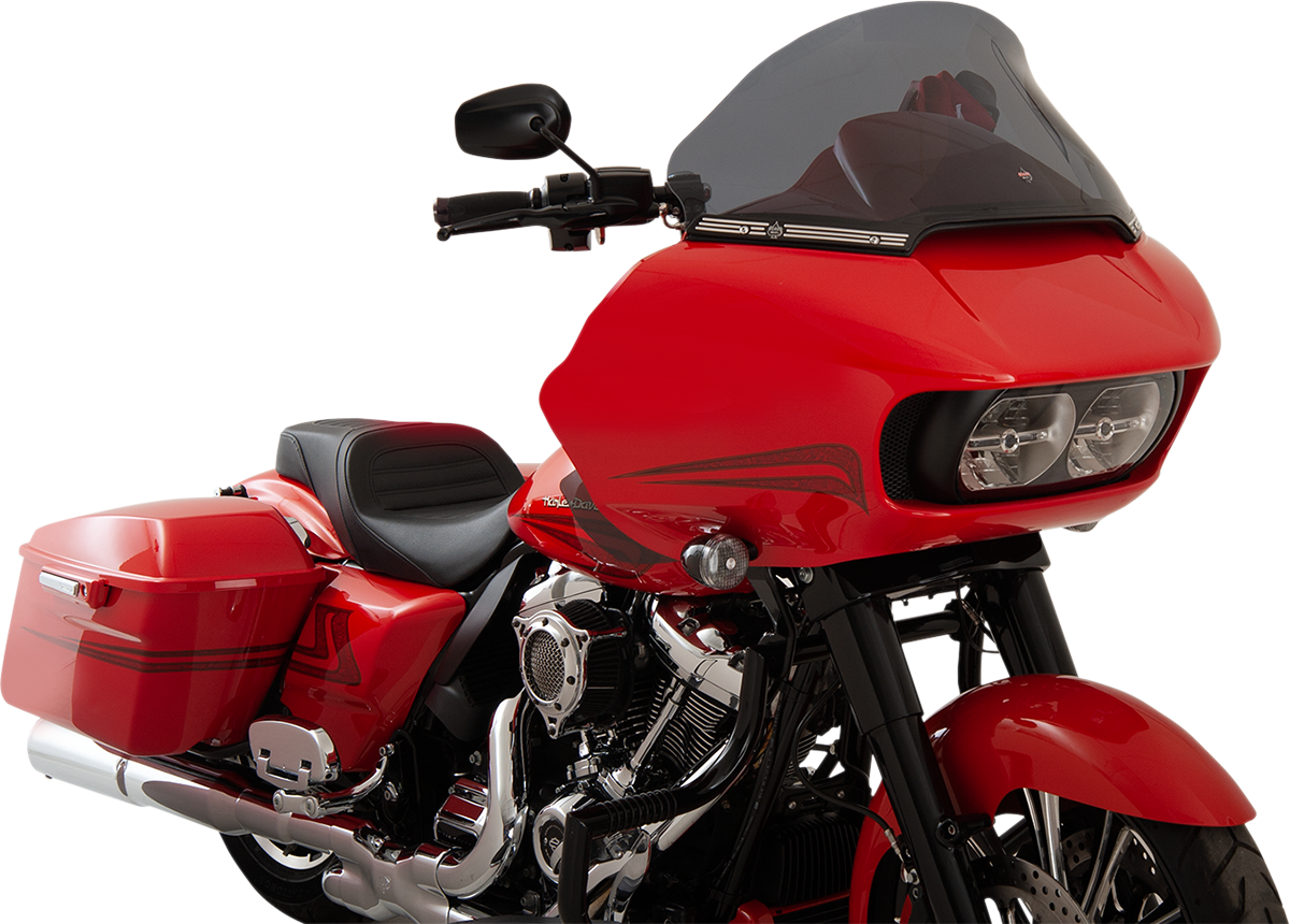 Klock Werks Flare™ Windshield for Harley Davidson Road Glide 2015-2024, 12" (30.4cm) Tall Pro-Tour Dark Smoke KWW-01-0328