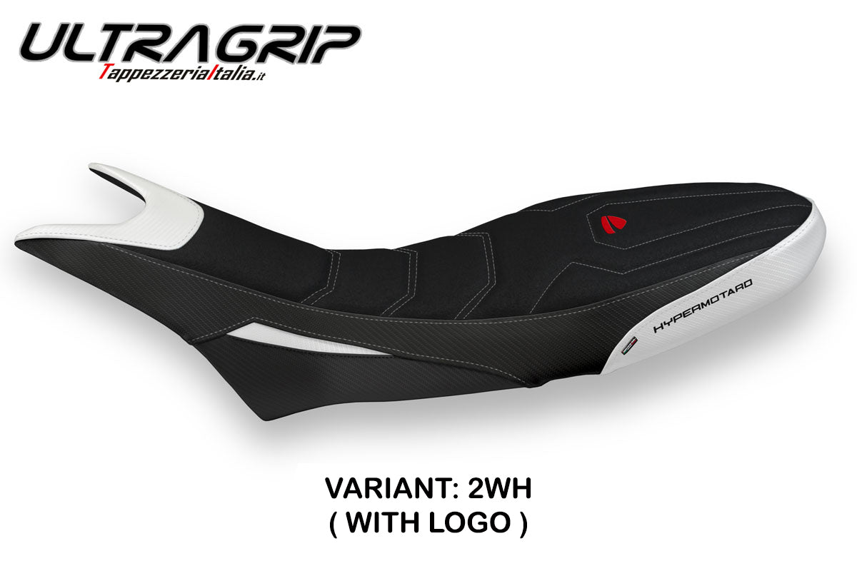 Funda de asiento Tappezzeria Italia TPZ Ultragrip para Ducati Hypermotard 950 2019-2025 en blanco