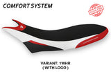 Funda de asiento Tappezzeria Italia TPZ Comfort para Ducati Hypermotard 950 2019-2025 en blanco y rojo