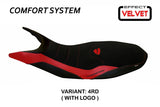 Funda de asiento Tappezzeria Italia TPZ Comfort para Ducati Hypermotard 821 939 2013-2018 en rojo y negro