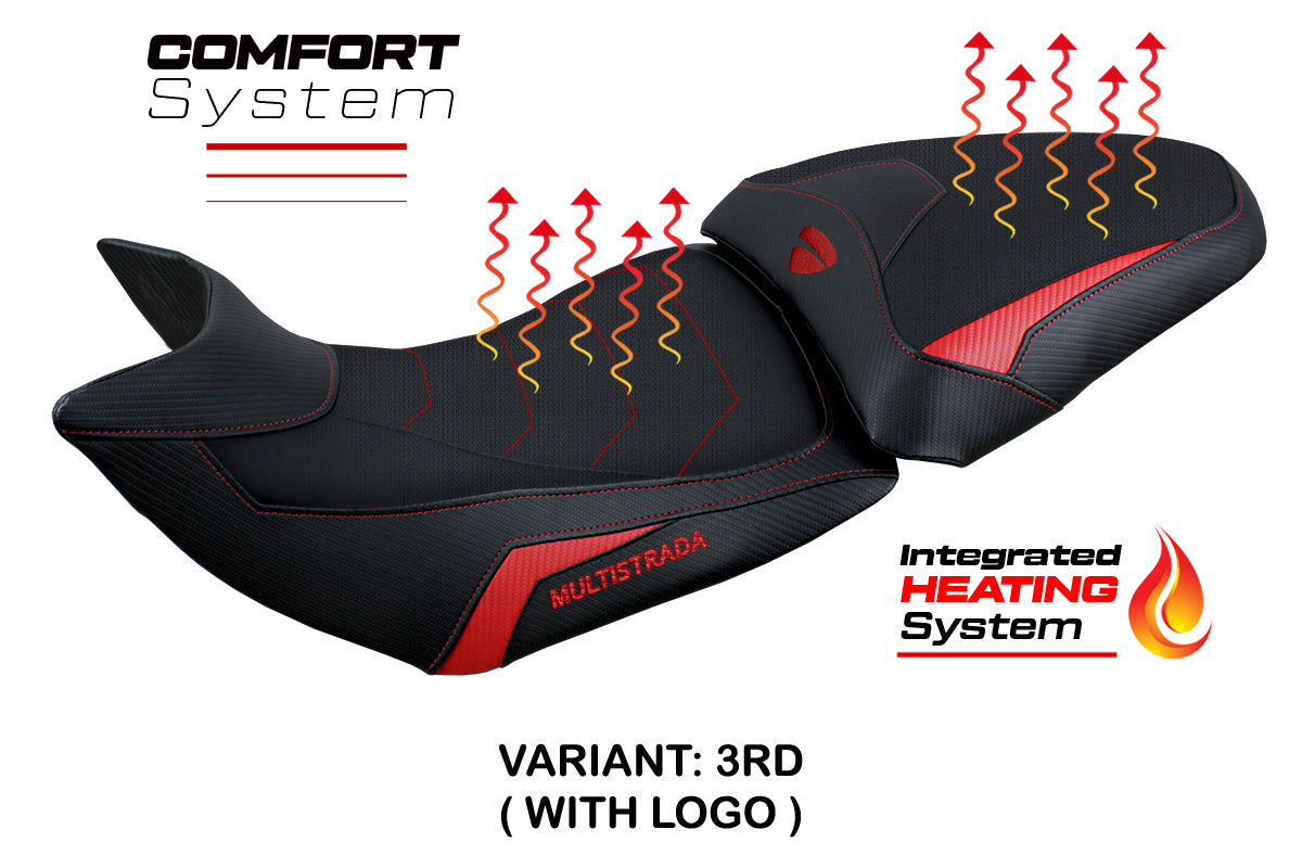 Funda de asiento calefactable Tappezzeria Italia TPZ Comfort para Ducati Multistrada 1200 1260 2015-2020 en rojo