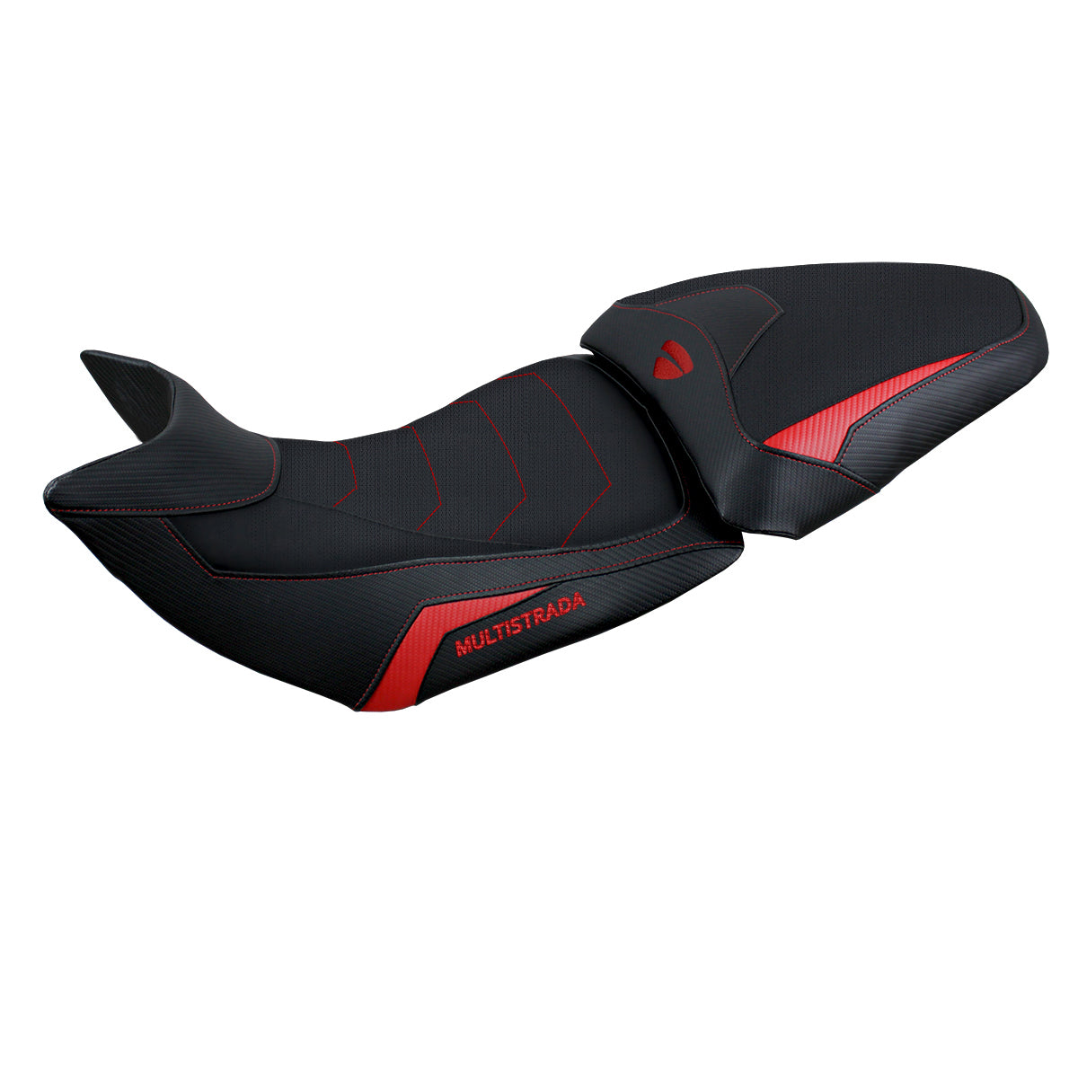 Funda de asiento Tappezzeria Italia TPZ Comfort para Ducati Multistrada 1200 1260 2015-2020 en rojo y negro