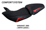 Funda de asiento Tappezzeria Italia TPZ Comfort para Ducati Multistrada 1200 1260 2015-2020 en rojo y negro