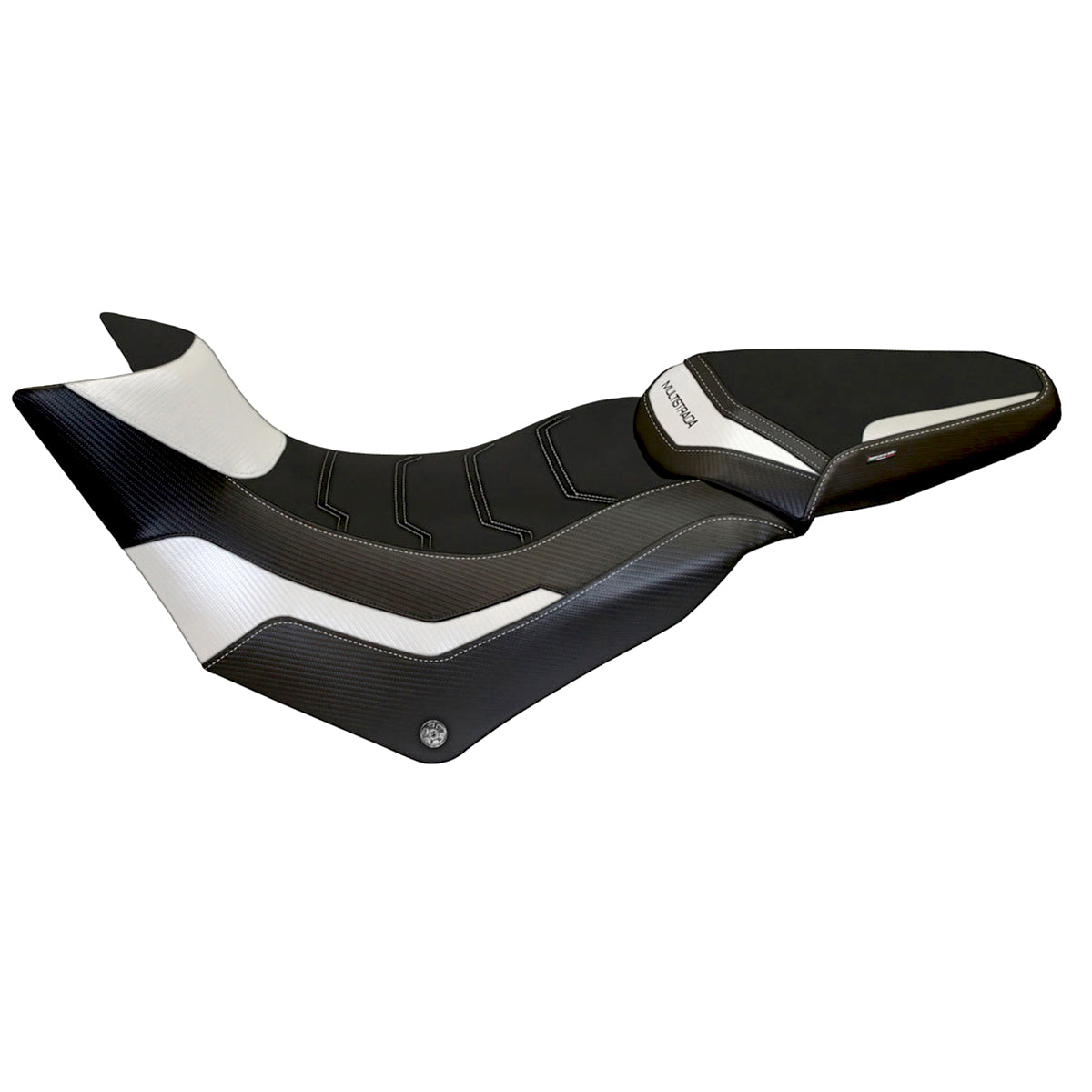 Funda de asiento Tappezzeria Italia TPZ Comfort para Ducati Multistrada 950 2017-2021 en blanco y negro