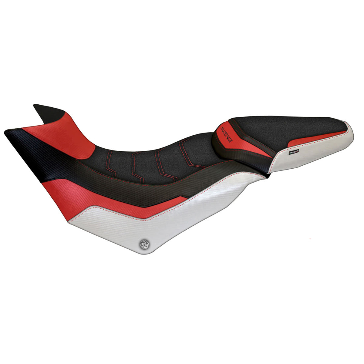 Funda de asiento Tappezzeria Italia TPZ Ultragrip para Ducati Multistrada 950 2017-2021 en rojo y blanco