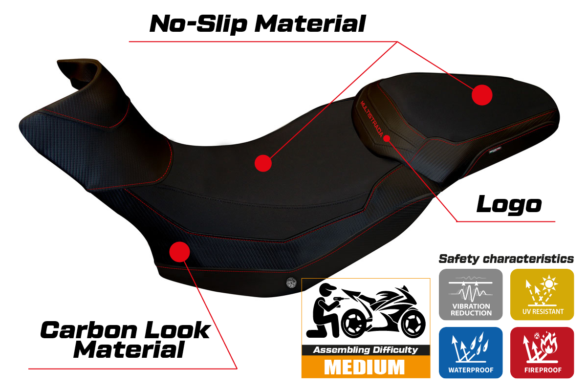Ducati Multistrada 1200 1260 Enduro 2016-2021 Funda Asiento Tappezzeria Italia TPZ en Negro