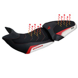 Ducati Multistrada V2 2021-2024 Comfort Heated Seat Cover Tappezzeria Italia TPZ in White and Red