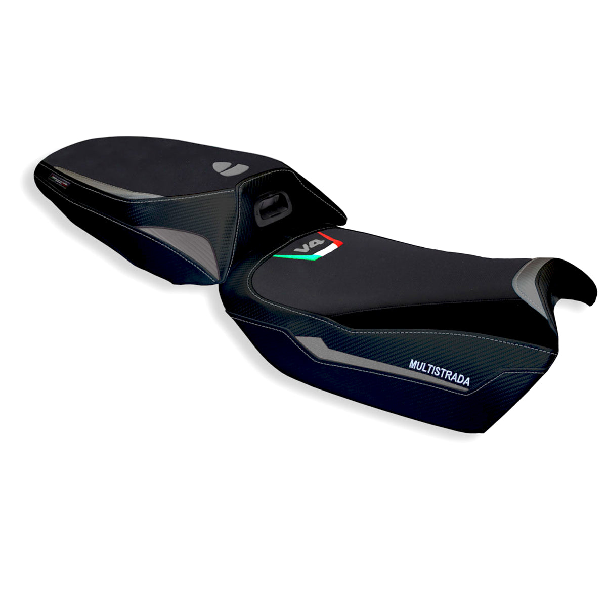 Funda de asiento Tappezzeria Italia TPZ para Ducati Multistrada V4 2021-2025 en gris y negro