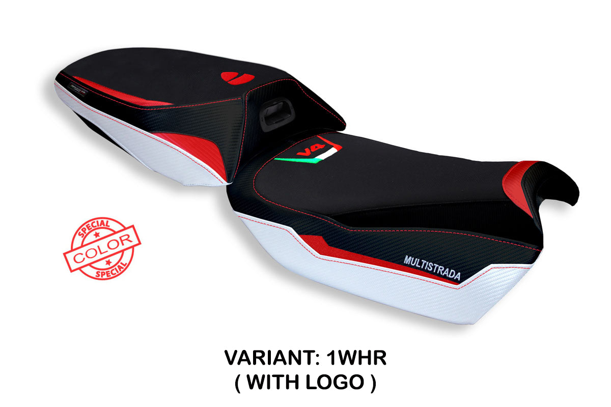 Ducati Multistrada V4 2021-2025 Seat Cover Tappezzeria Italia TPZ in White and Red