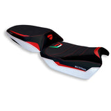 Funda de asiento Tappezzeria Italia TPZ Comfort para Ducati Multistrada V4 V4S 2021-2025 en blanco y rojo