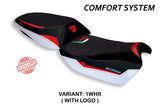 Funda de asiento Tappezzeria Italia TPZ Comfort para Ducati Multistrada V4 V4S 2021-2025 en blanco y rojo