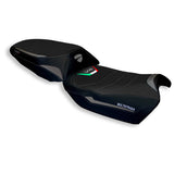 Funda de asiento Tappezzeria Italia TPZ Ultragrip para Ducati Multistrada V4 V4S 2021-2025 en gris y negro