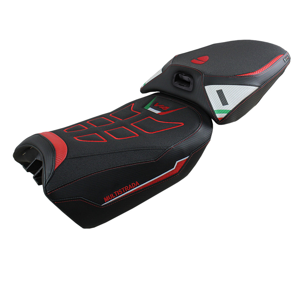 Funda de asiento para Ducati Multistrada V4 Pikes Peak 2022-2025 Tappezzeria Italia TPZ Ultragrip en blanco