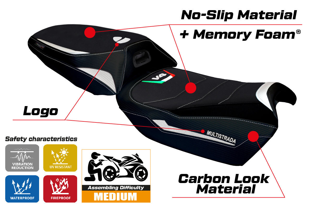 Ducati Multistrada V4 2021-2026 Seat Cover TPZ Italia Comfort White HE