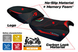 Funda de asiento Tappezzeria Italia TPZ Comfort para Ducati Multistrada V4 Rally 2023-2025 en rojo y negro