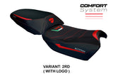 Funda de asiento Tappezzeria Italia TPZ Comfort para Ducati Multistrada V4 Rally 2023-2025 en rojo y negro